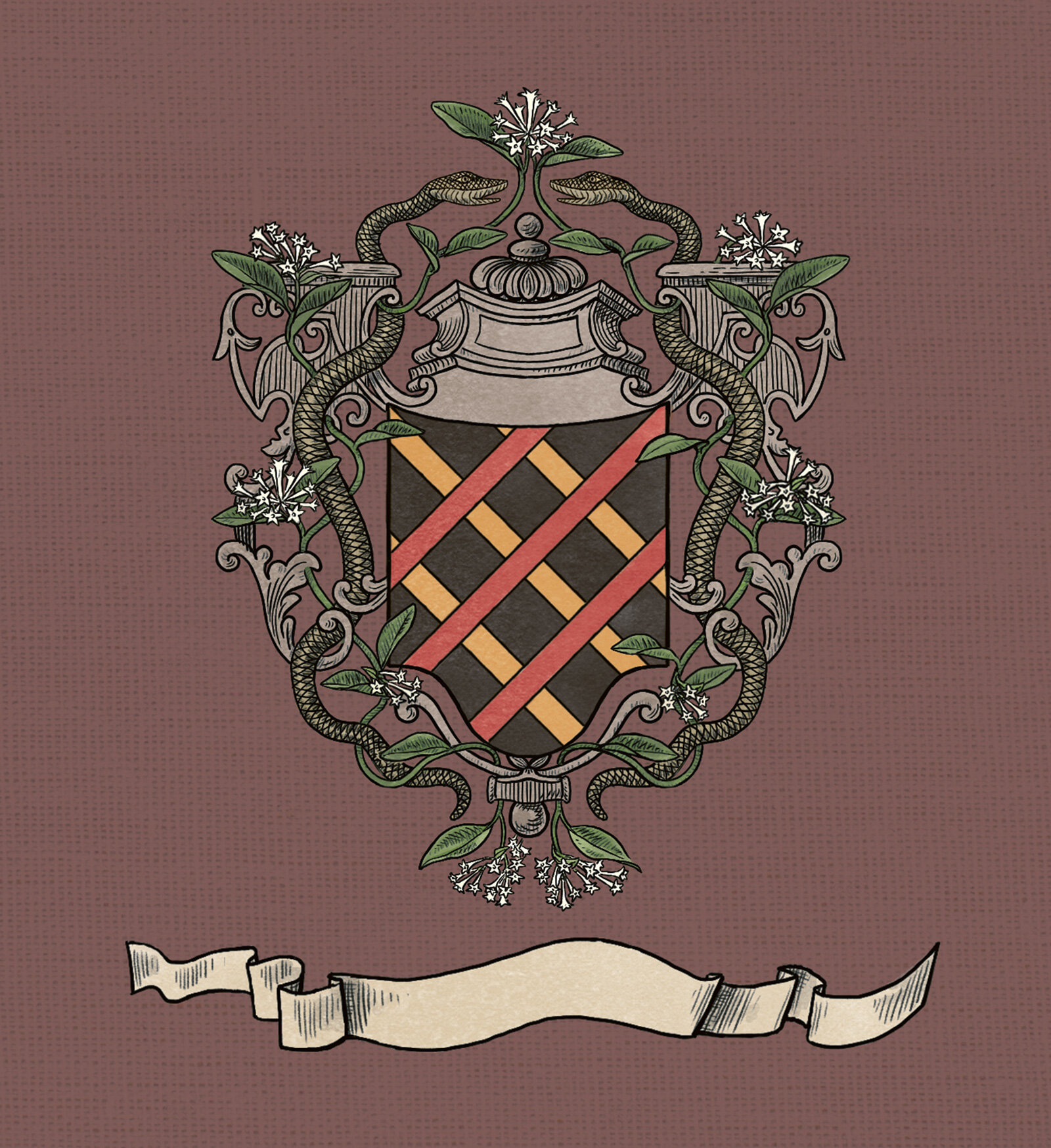 oculus-illustration-arquinesia-parfum-verpackungsdesign-vintage-wappen-jasmin-schlange