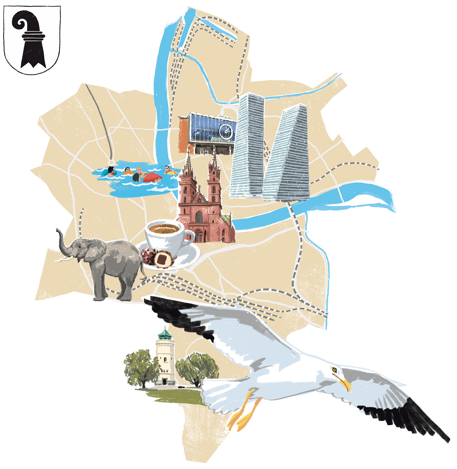 oculus-illustration-editorial-stadtplan-landmarks-basel