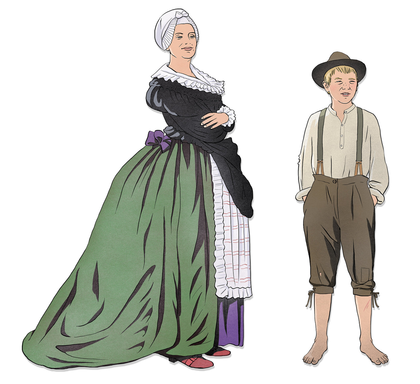 oculus-illustration-kindermuseum-figuren-comic-1800-buergersfrau-bauernsohn