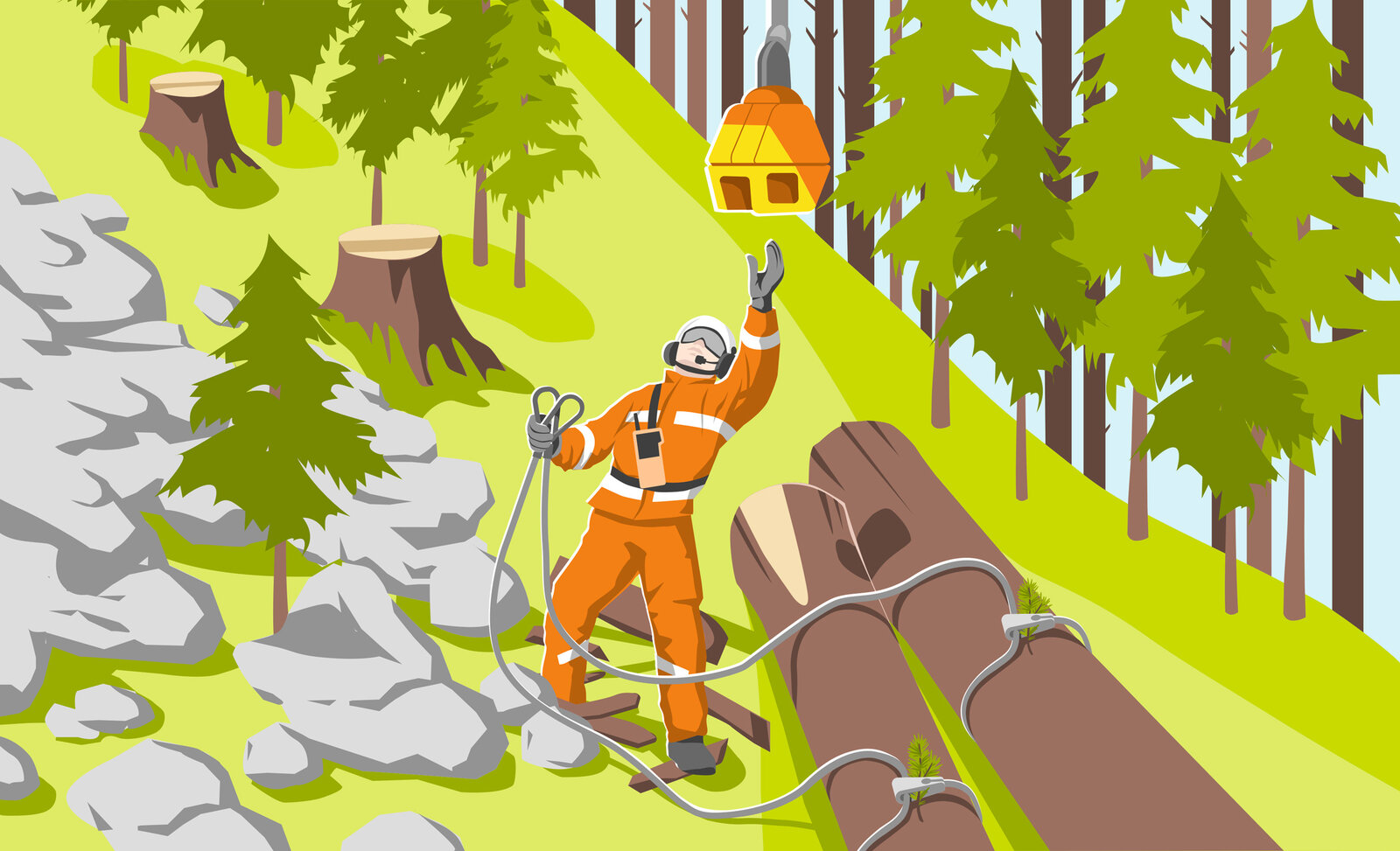 oculus-illustration-suva-helikopter-bodenpersonal-manual-forstarbeit